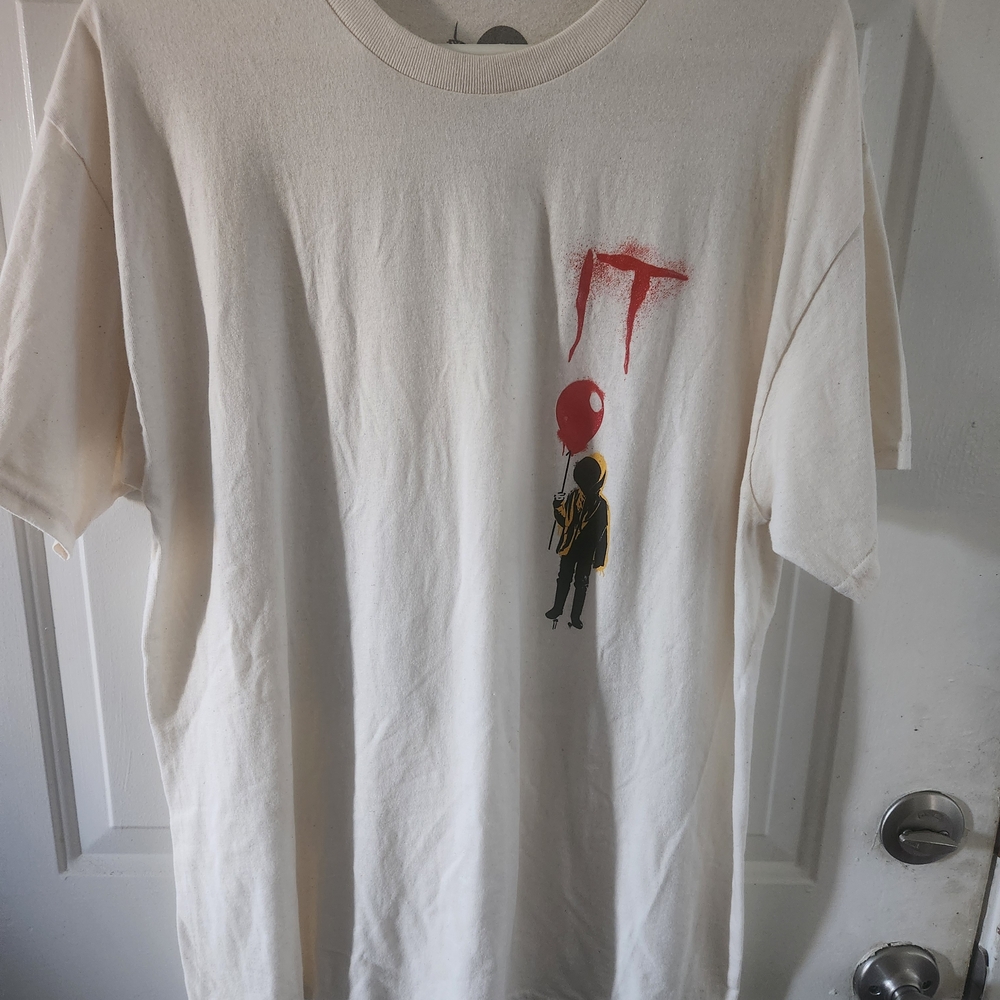 Hybrid Apparel Cream Tee with Black Graphic